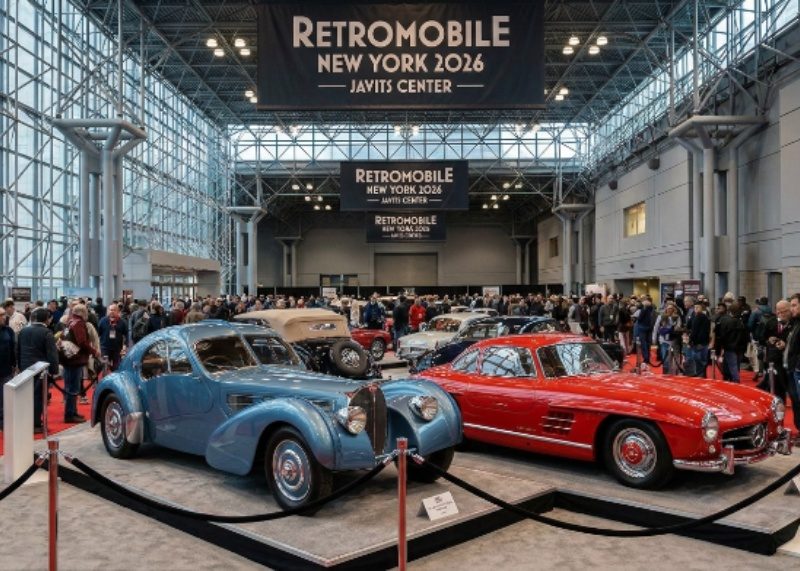 Rare vintage cars on display at Retromobile New York 2026 Javits Center