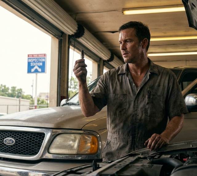 Mechanic diagnosing poor engine tuning in Houston