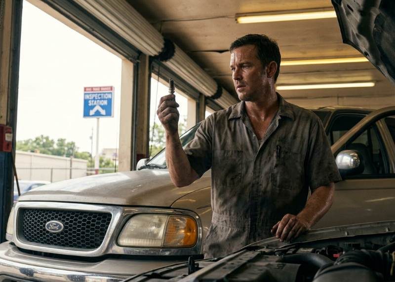 Mechanic diagnosing poor engine tuning in Houston