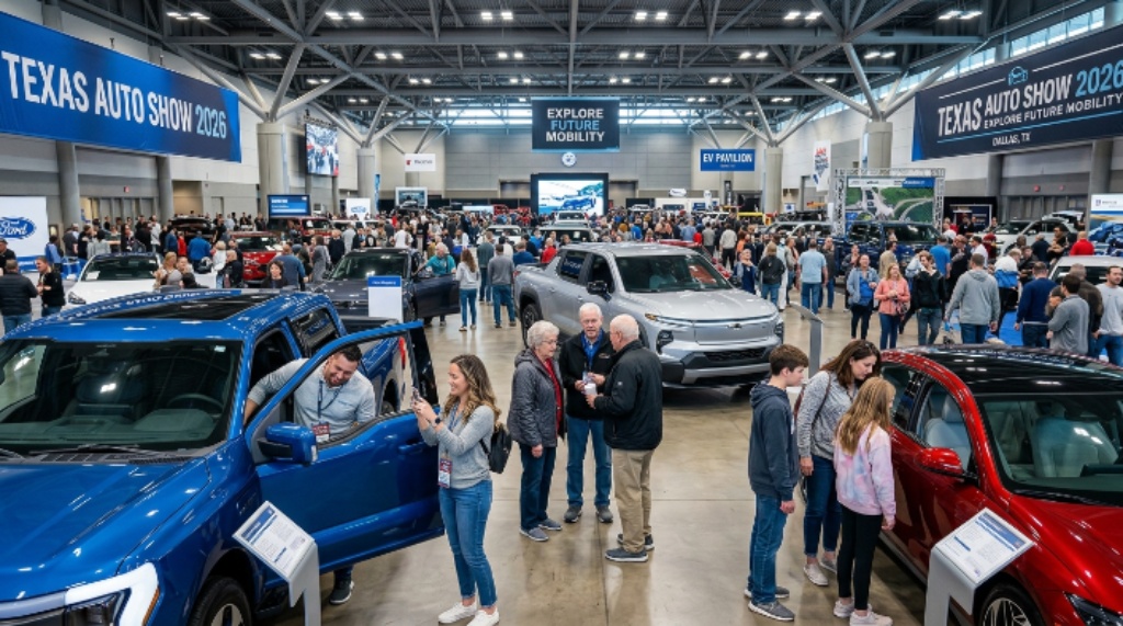 Visitors exploring vehicles at Texas Auto Show 2026